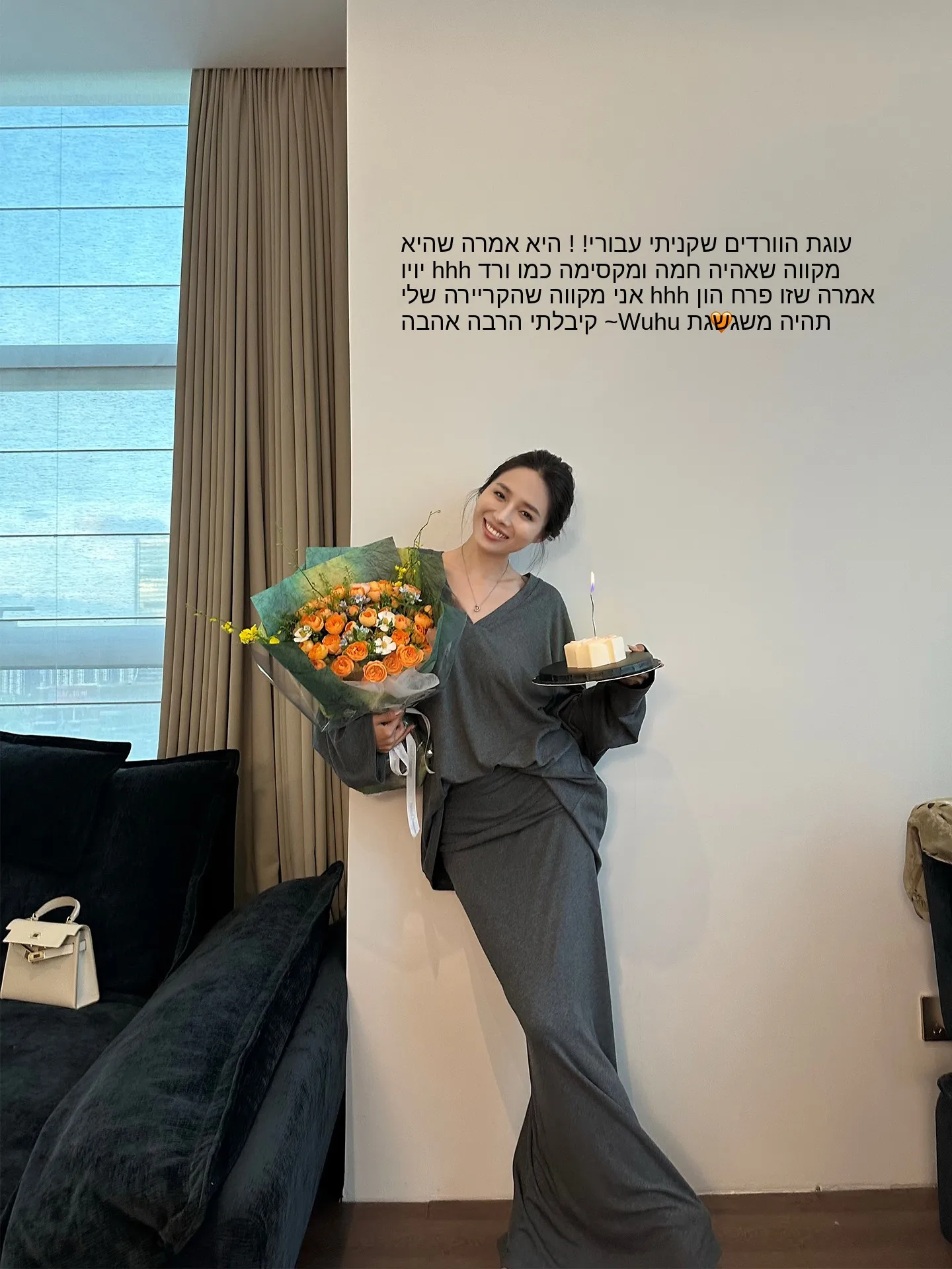 

NanaByNana Grey V-Neck T-Shirt Set Women's Spring Autumn High Waist Skirt Two-Piece Suit Comfortable Lazy Style Fashion