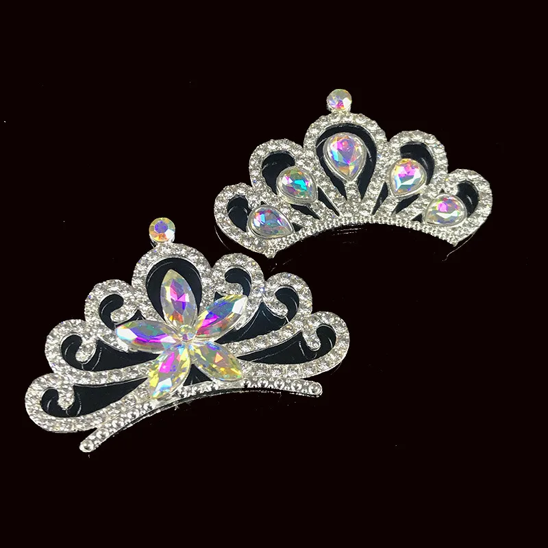 5Pcs Rhinestone Crown Embellishments Flatback Buttons Crowns Hair Bowknot Flower Wedding Decoration DIY Craft Supplies