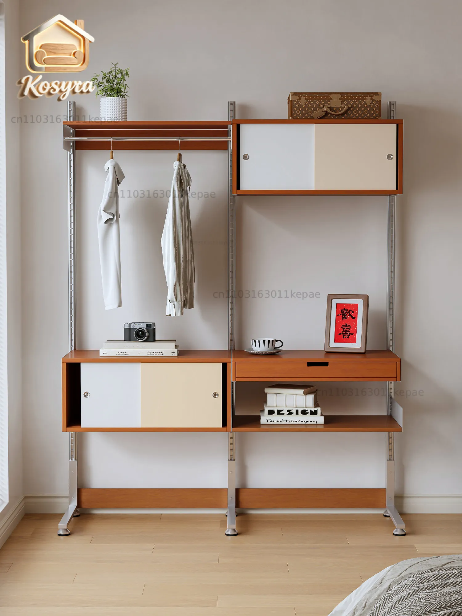 Miller unit retro wall system shelf combination bookcase TV wall open floor storage rack baffle