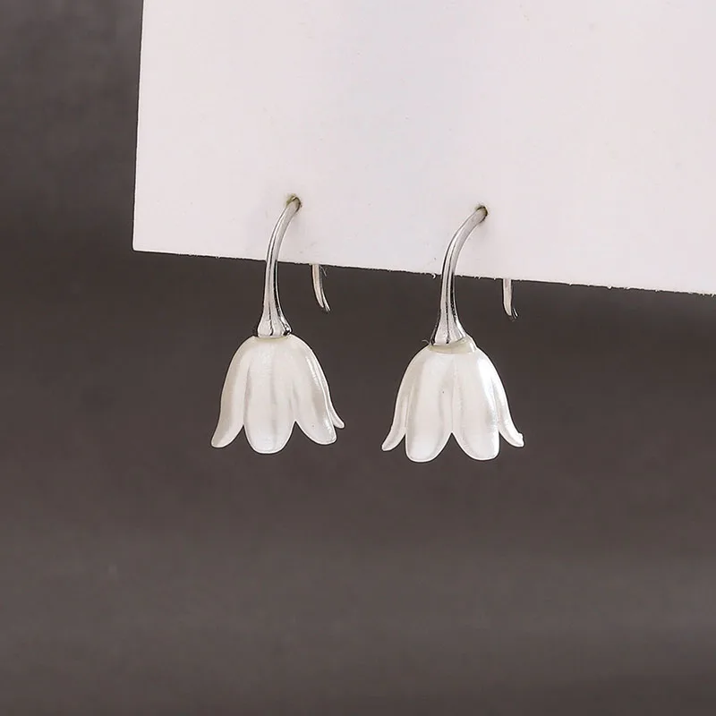 KOFSAC Elegant 925 Sterling Silver Flower Earrings For Women Sweet Lily of the Valley Earring Cute Girl Gifts