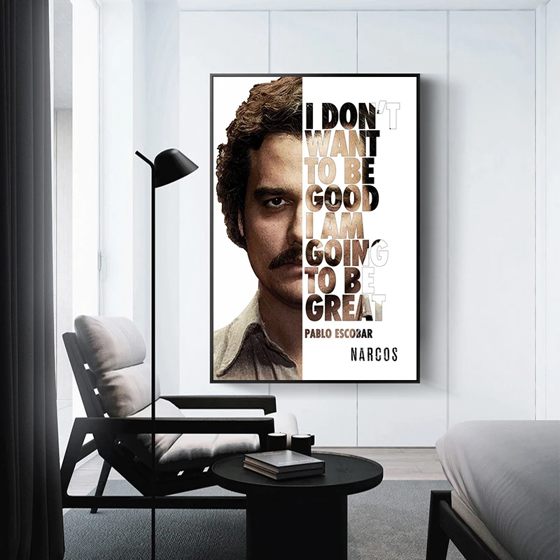 Lord Pablo Escobar Narcos Mugshot Poster Canvas Painting Colombian Drug Gangster Wall Art For Living Room Home