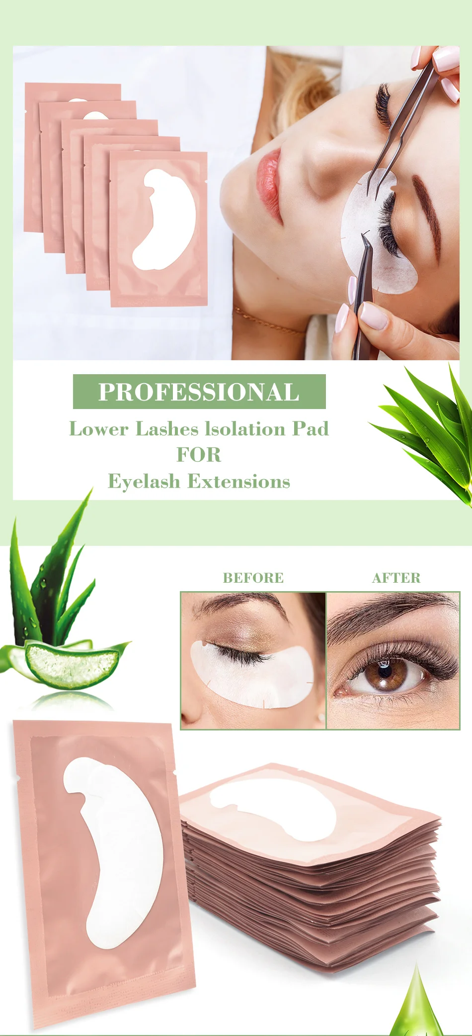100 Paar Wimpernverlängerungs-Aufkleber Hydrogel-Patches Sanfte und Nicht Reizende Wimpernverlängerungs-Zubehör Patches Make-up-Tool – Detail 6