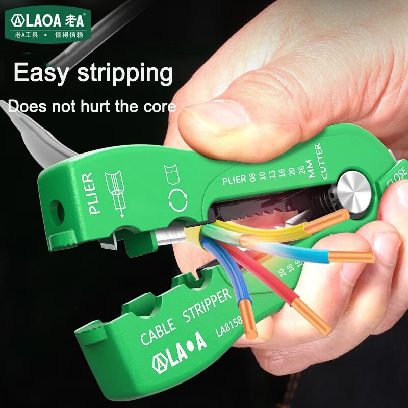 LAOA Electrician Wire Stripper Taiwan Manual Wire Stripper Multi-Function Handheld Wire Stripper Mini Wire Stripper 0.8-2.6mm