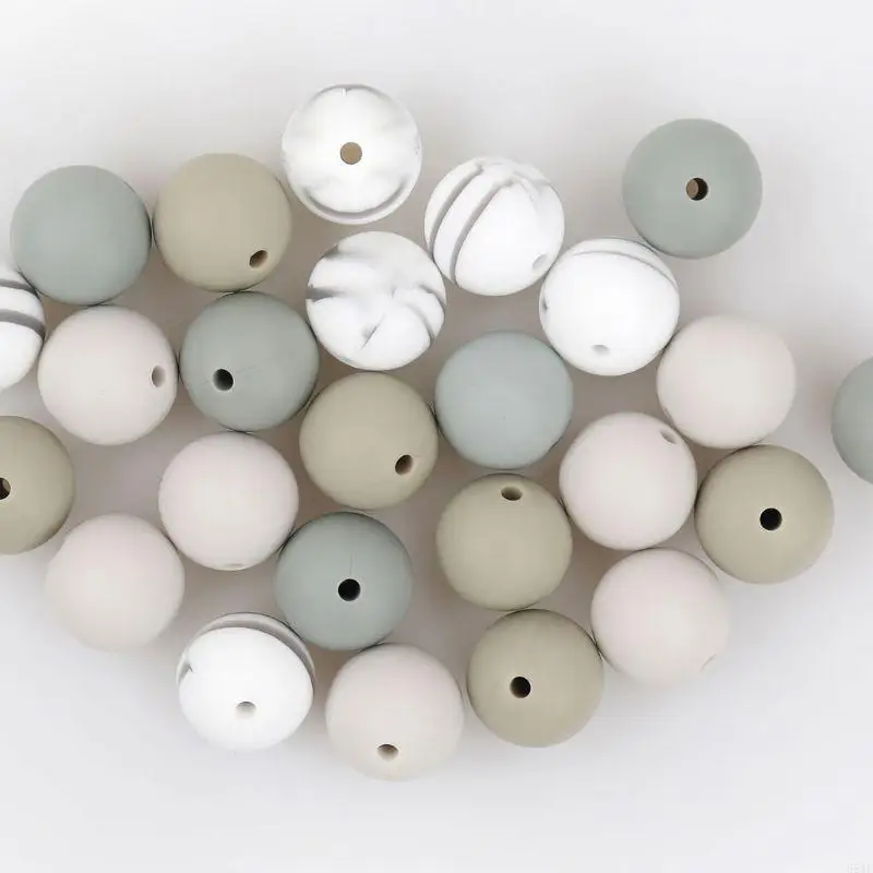 581F dla niemowląt gryzak silikonowy do żucia okrągły koralik luzem DIY Craft akcesoria do ząbkowania