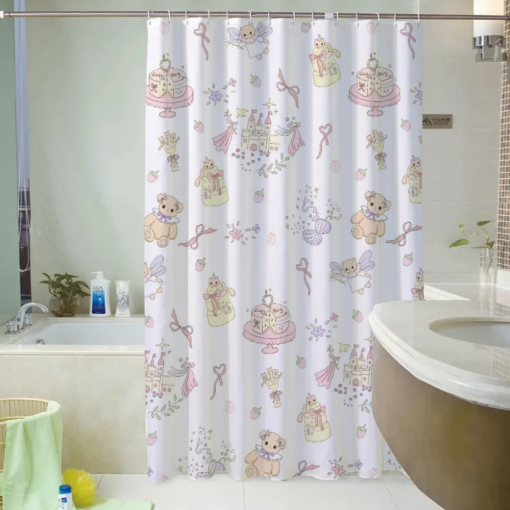 Tenda da doccia animale Kawaii tende da bagno in tessuto impermeabile per la casa accessori divisori pieghevoli camere da letto da bagno Quarto