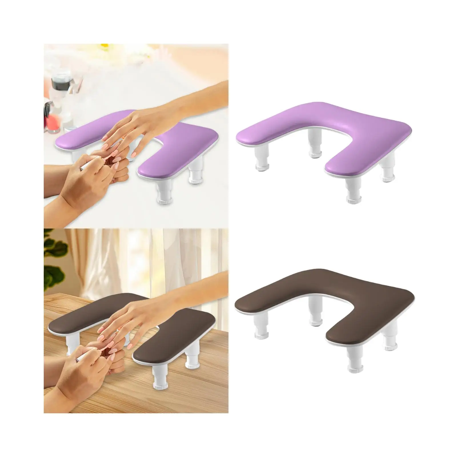 

Arm Rest for Nails PU Leather Adjustable Height for Nail Art Salon Home