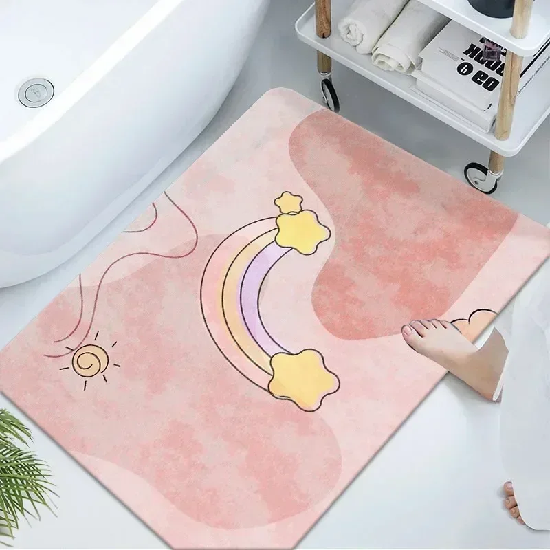 Cartoon Non Slip Kitchen Bath Door Mats Diatom Mud Super Absorbent Home Carpet Waterproof Bedroom Rugs for Living Room Decor