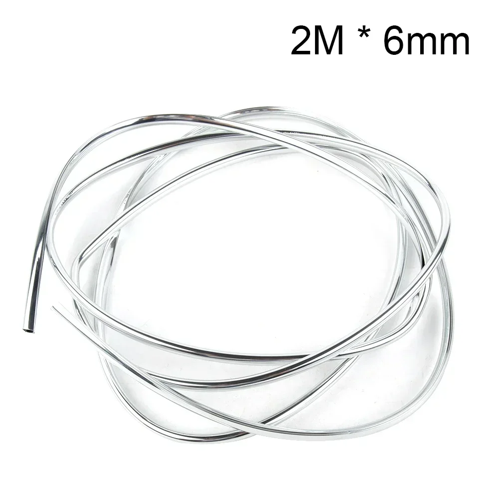 2m/roll Dia 6mm Car Chrome Scratch Protection Strip Trim Moulding Car Door Edge Scratch Guard Protector Strips Exterior Accessor