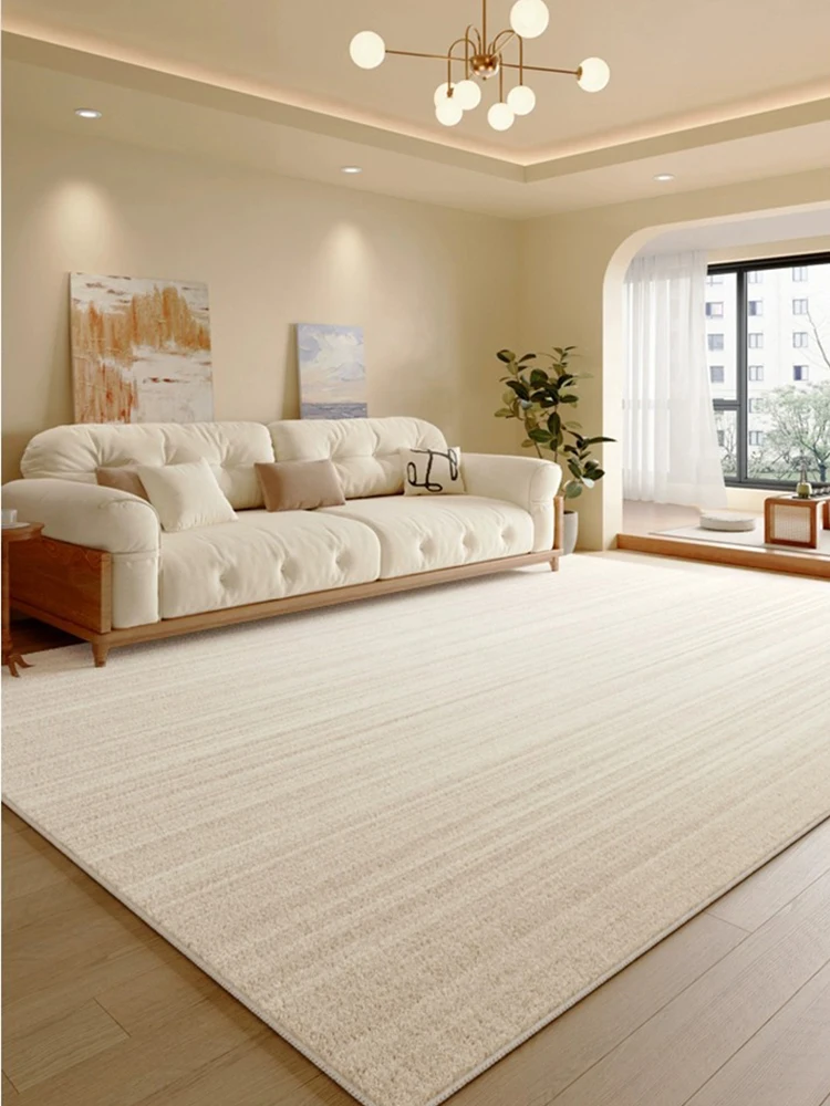 Simple Plain Color Rug Non-Slip Cream Style Soft Plush Thick Carpet for Modern Living Room Bedroom Office Decor Minimalism Mat