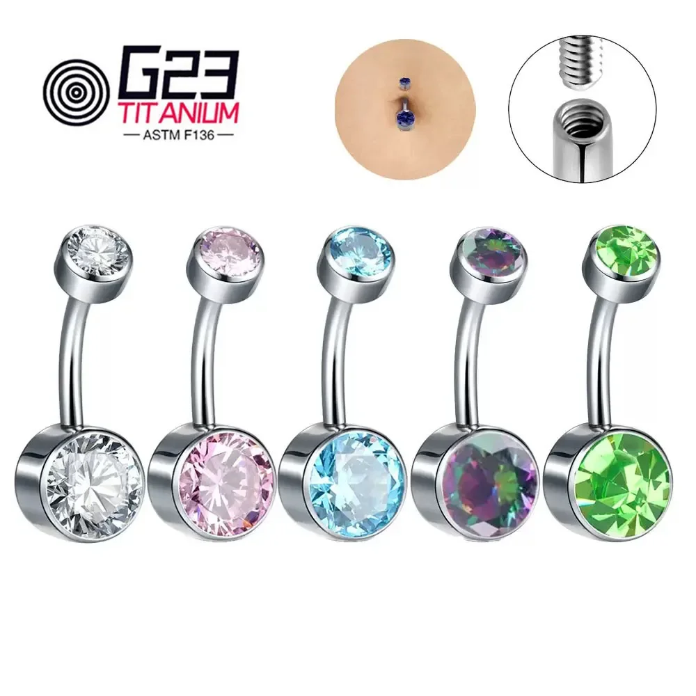 Wholesale G23 Titanium Premium Gem 14G Navel Piercing Ring  Belly Buttom Rings Body Jewelry For Women