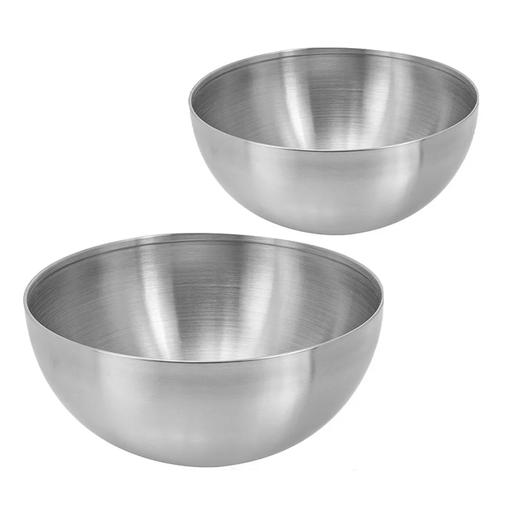 

2pcs Stainless Steel Salad Bowl Korean Style Serving Bowl For Mixing Cooking Baking Prepping Cold Noodles Fruit Dessert Ramen