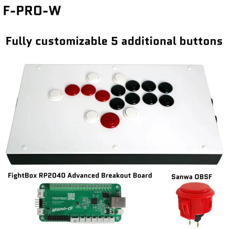 Fightbox F-PRO Latest Raspberry Pico RP2040 Hitbox Style Zero Delay Arcade Game Controller for PC/PS4/SWITCH Sanwa OBSF-24/30