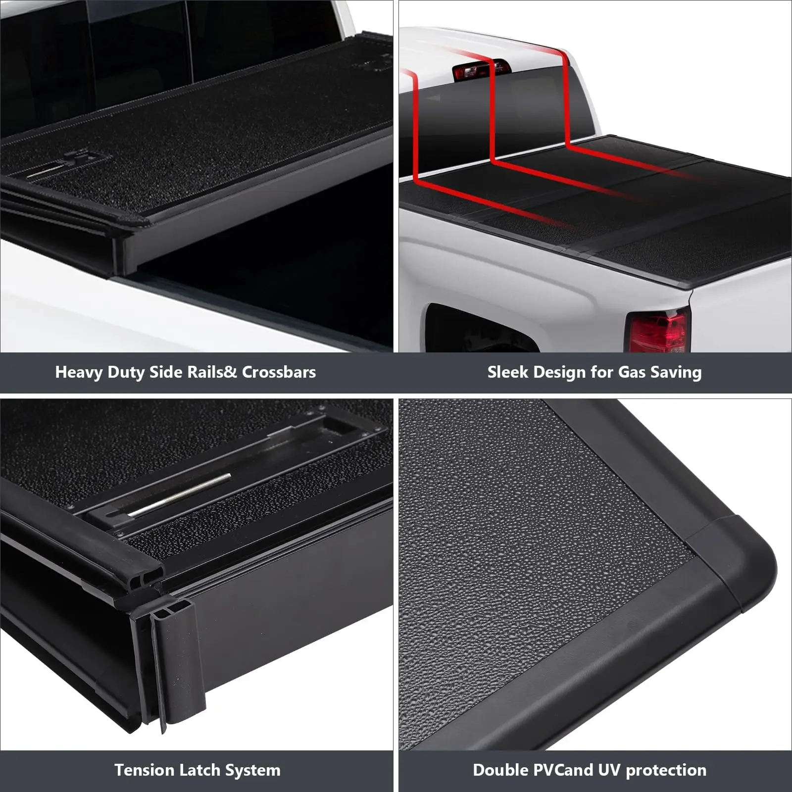 Hard Tri-Fold Truck Bed Tonneau Cover for Ford Independent 2022-2025, 4.6ft – Heavy Duty, Weatherproof, Easy Install, Secure Fit - Compatible with Ford Independent Truck Bed Accessories