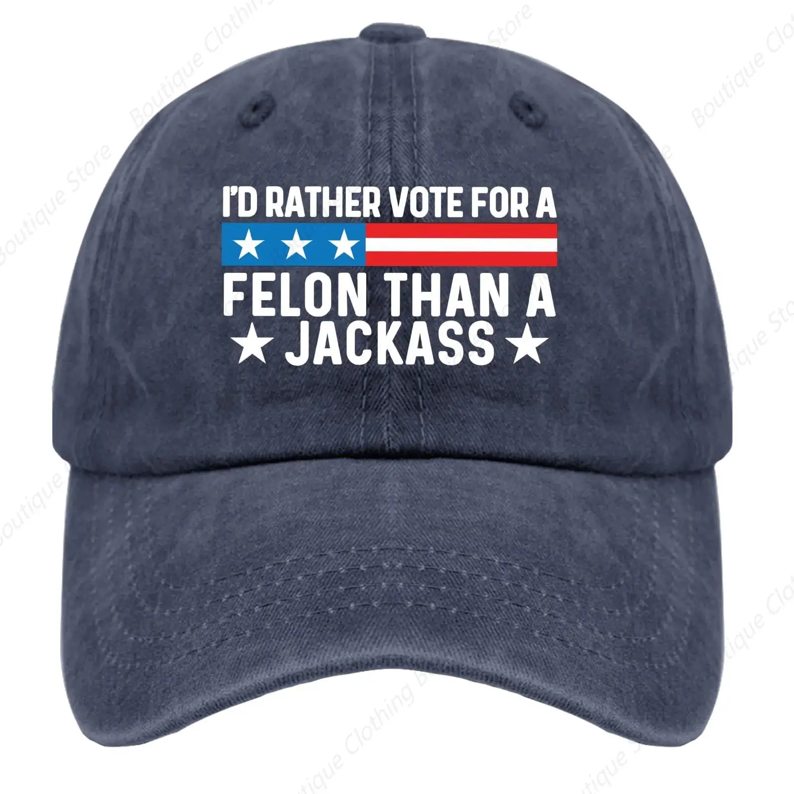 I'd Rather Vote for A Felon Than A Jackass Caps Women's Hats & Caps Navy Blue Womens Trucker Hat Gifts for Women