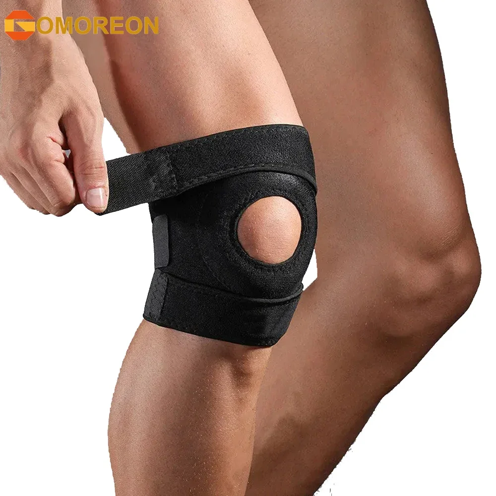 1Pcs Knee Support Brace with Open Patella Design and Adjustable Hook and Loop Closure for Running, Biking, Fitness, Football