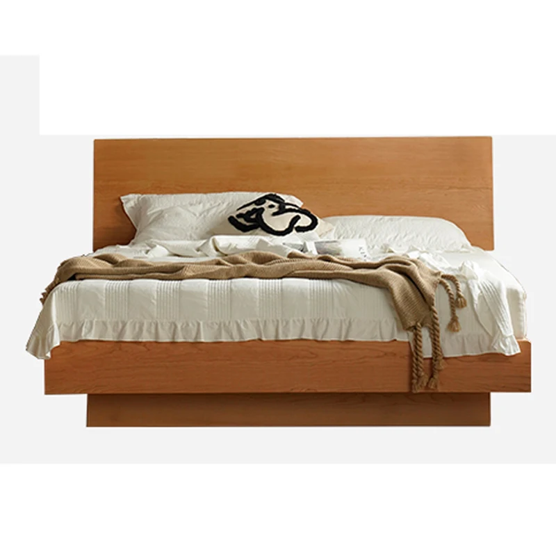 

Solid wood cherry wood high box air pressure storage double Nordic small apartment