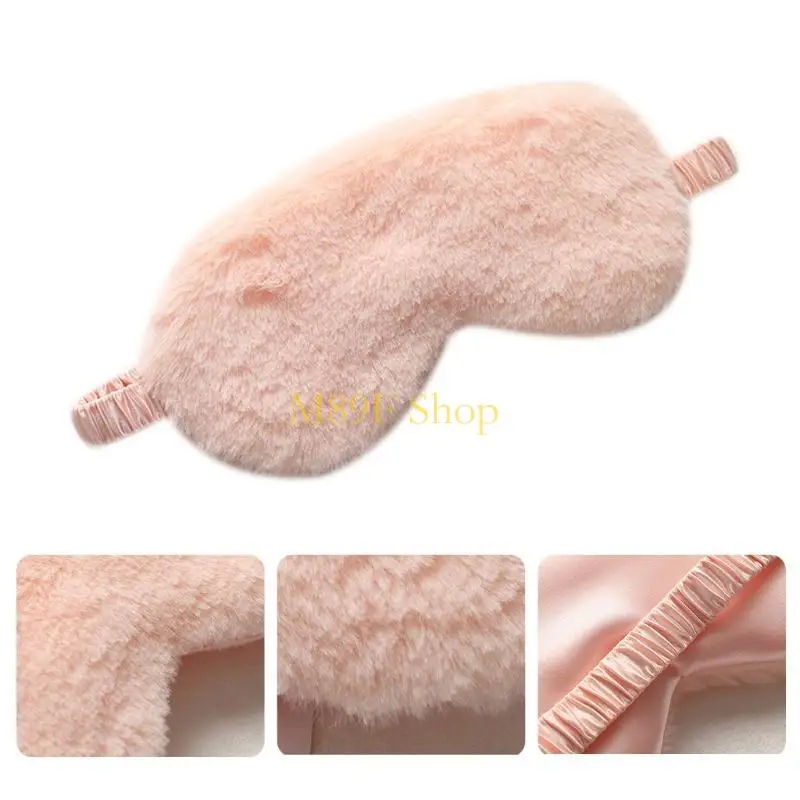 M89F Plush Nap Eye Mask Color Eyeshade Cover Satin Back Travel Blindfold