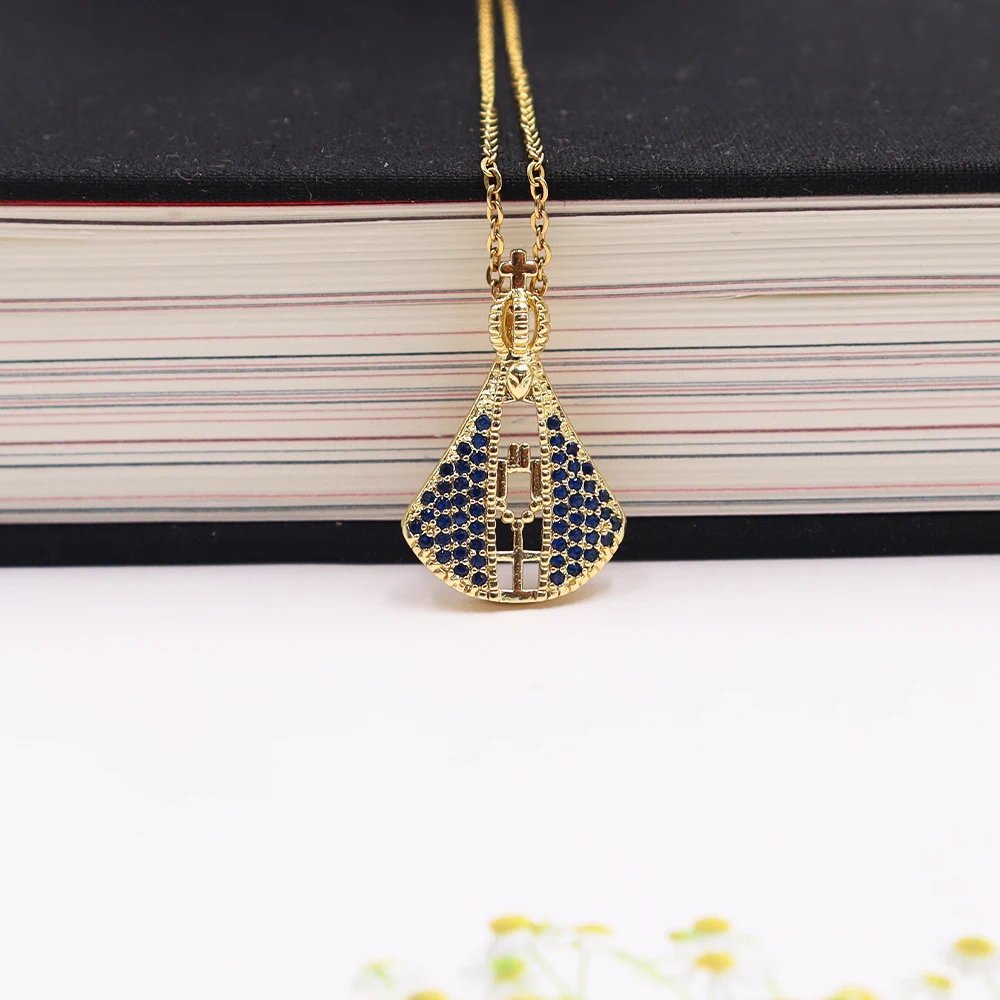 Original Design Round Our Lady Of Aparecida Pendant Necklace Virgin Mary Chain Catholic Brazilian Party Jewelry Gifts Wholesale