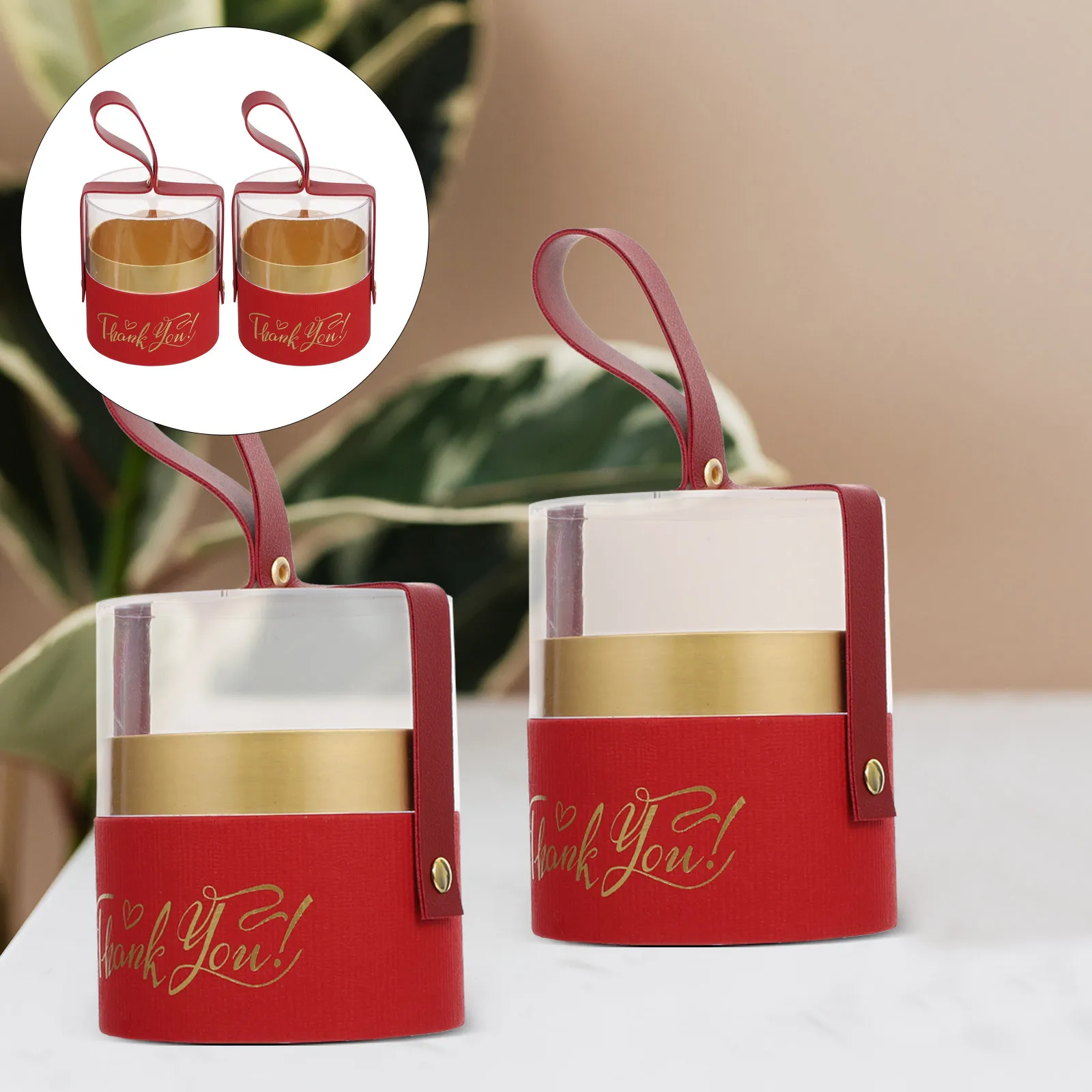 2 個のシリンダーキャンディボックス透明蓋チョコレートボックスポータブルギフト収納ケースエレガントなデザイン耐久性のある実用的な結婚式