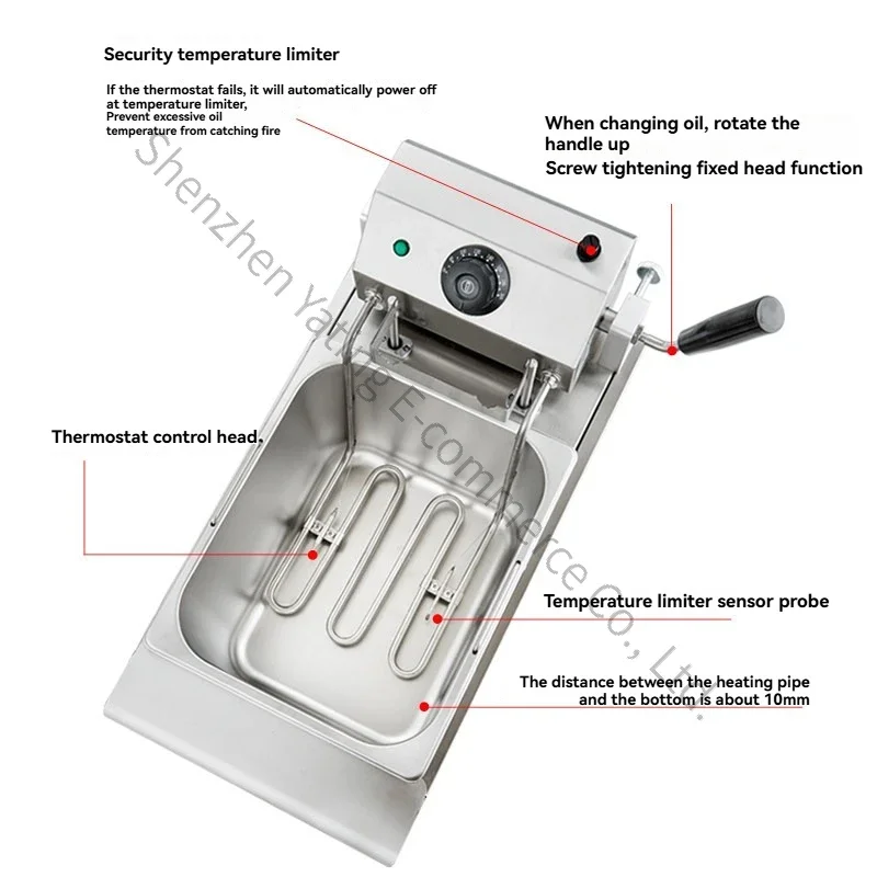 New Automatic Lifting Electric Fryer Commercial Intelligent Fryer 8L Single Cylinder Timed Chicken Chop and Chip Machine