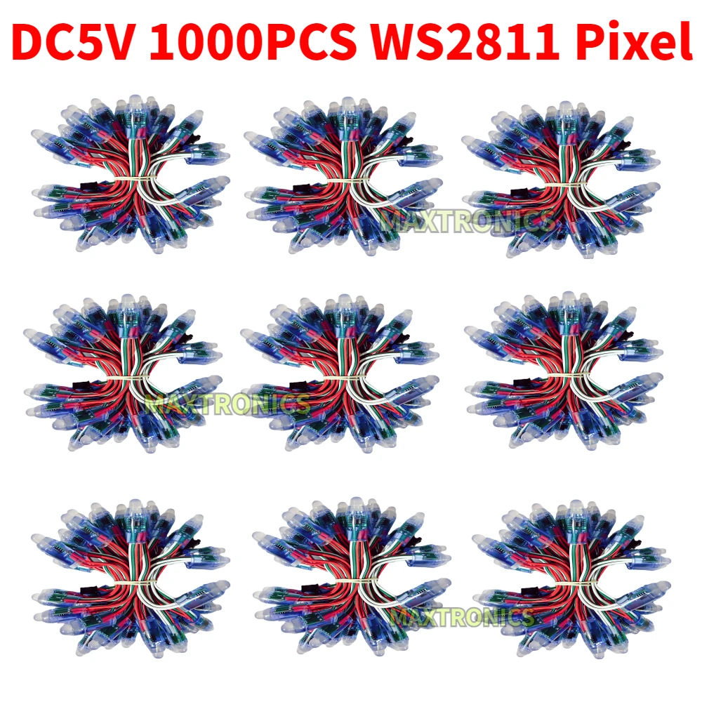 1000pcs DC5V 12mm WS2811 Full Color LED Modules Pixel Light IP68 Waterproof RGB Color Digital LED Pixel Lights for Tree Decor