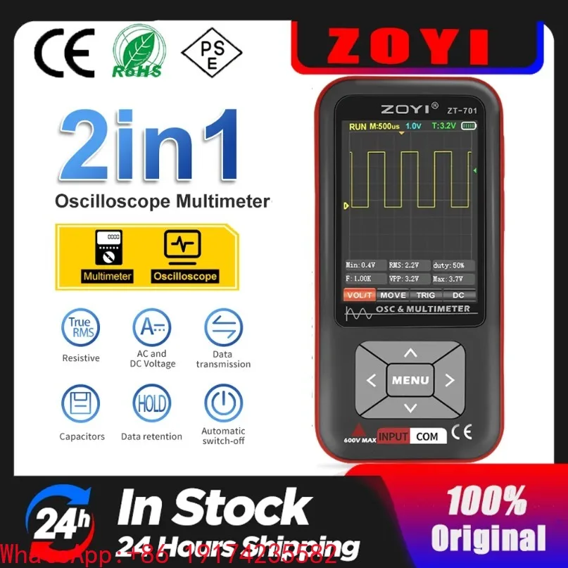 2in1 Digital Oscilloscope Multimeter ZT701 48Msps 5MHz 9999count Portable Multimeter Multifunctional Electrical Test Tool