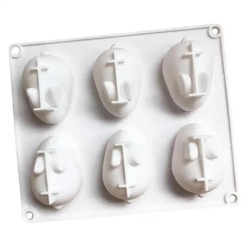 6-Grid Cute Creative White Rabbit Mold Pudding Chocolate Candy Mold Baking Decoration Candle Soap Silicone Mold Wholesale