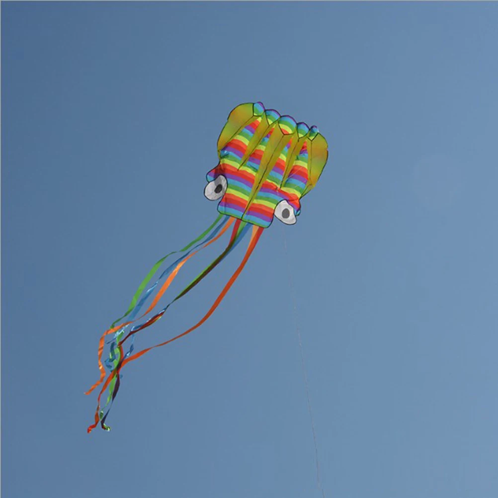 

5m Octopus Portable Kite Toy for Kids and Children Outdoor Games Activities with 100m String Boards (Rainbow)