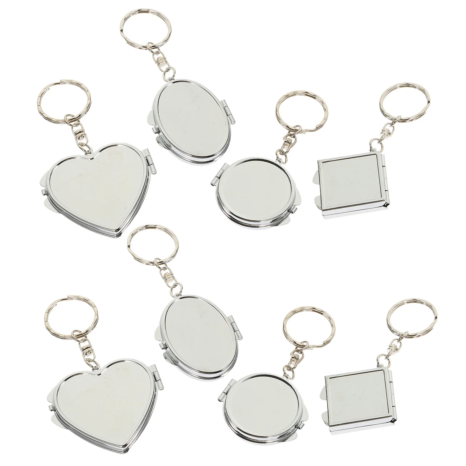 

8Pcs Pocket Metal Folding Mirror Keyring Mini Double Sided Compact Portable Mirror Keychain Pendant for Keychain Supplies