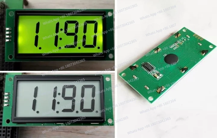 

4PIN TN 4-Digits Segment LCD Panel Module Clock Screen Module KS0065 Drive IC 5.0V Yellow Green Backlight