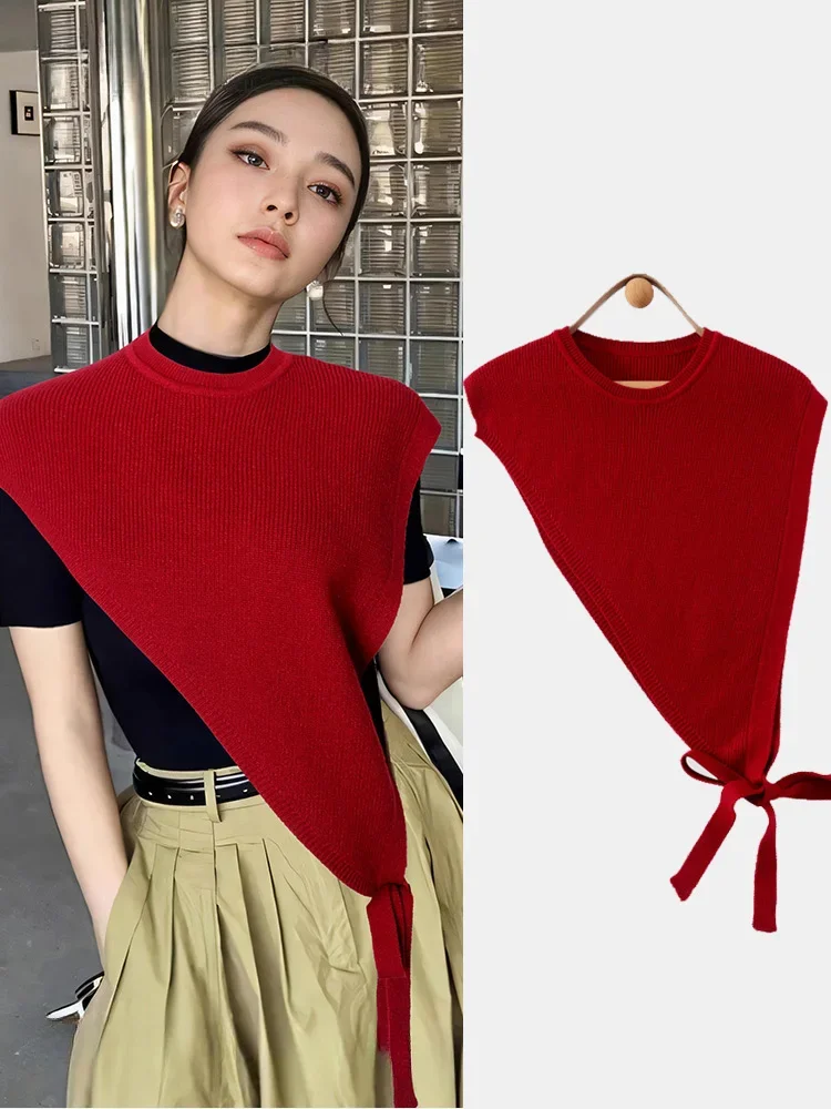 Fashion Women's Skew Triangle Shawl Women Match Coat Woolen Knitted Pullover Slit Cape Designer 2025 New Spring and Autumn