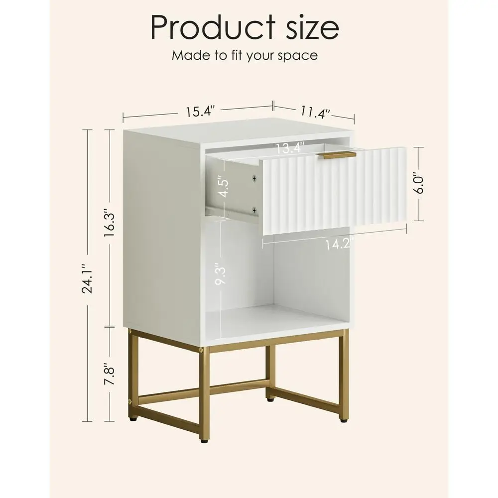 Современная деревянная тумбочка с ящиком, белый приставной столик для спальни, гостиной или офисного хранения вещей