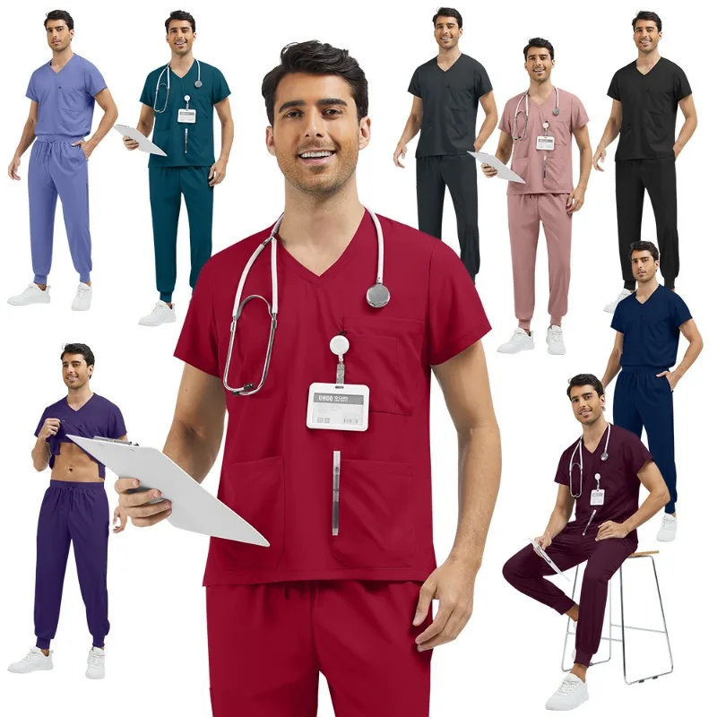 Pantaloni da uomo sottili a maniche corte, set di tute per lavare le mani, abiti da lavoro per dottori e infermiere