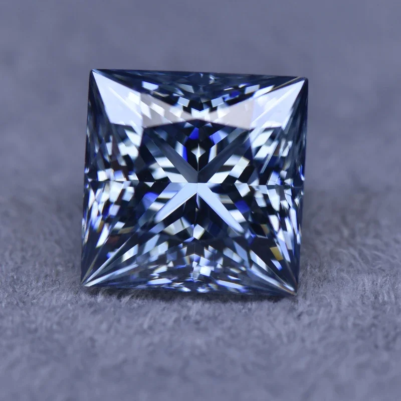 Moissanit im Prinzessinnen-Schliff, Primärfarbe Königsblau, für Schmuckherstellung, DIY-Ring, Halskette, Ohrringe, Materialien mit Zertifikat – Detail 1
