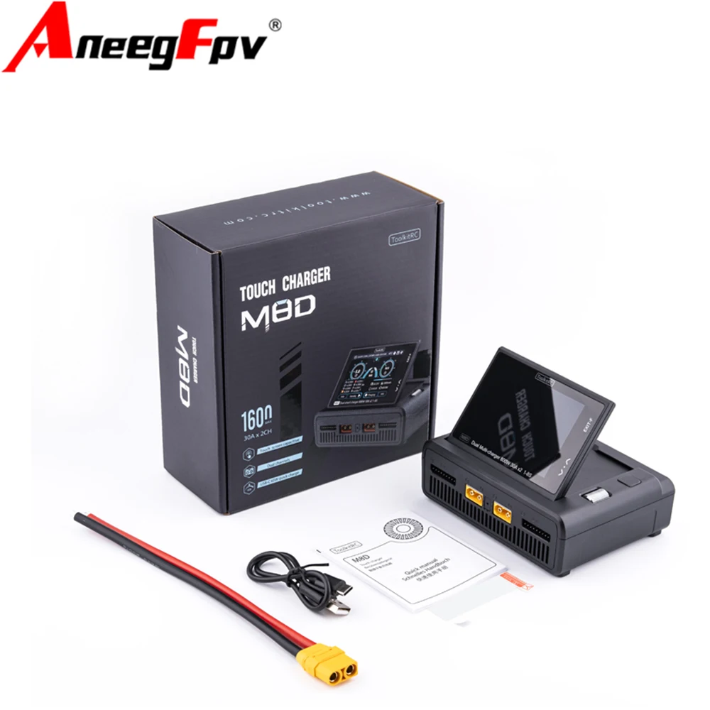 ToolkitRC M8D 1600W 50A DC Balance Touch Screen Charger 65W Fast Charge Dual Channels for 1-8S Lipo Battery For Rc FPV Drone Car