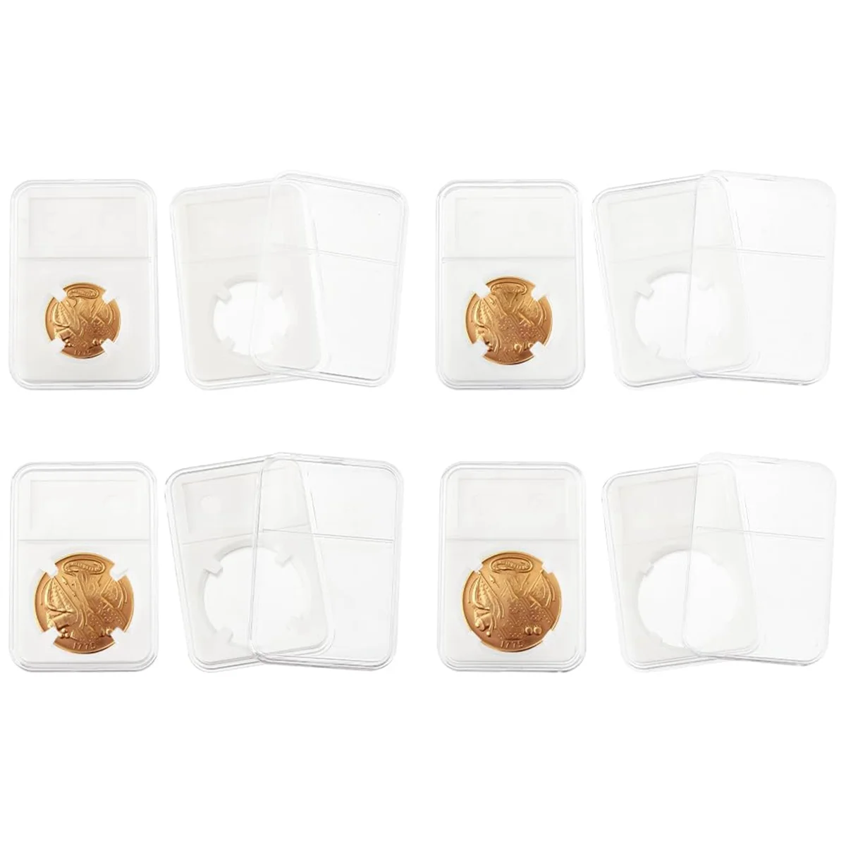 8Pcs Coin Slab Snap Display Holder, 4 Size White Coin Cases for Collectors Coin Display Box Plastic Dollar Coin Holder