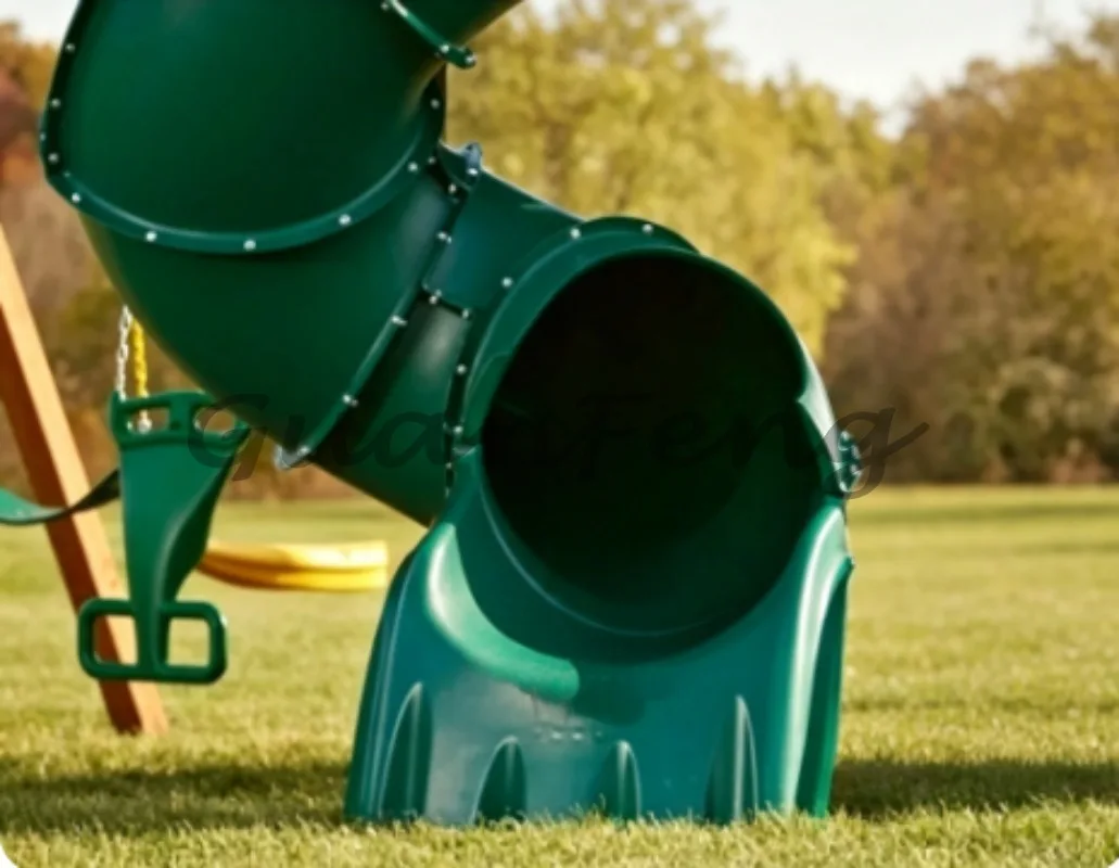 Kids 5Ft Green Turbo Tube Slide Weather‑Resistant Spiral Tube Slider Garden Backyard Play Accessories