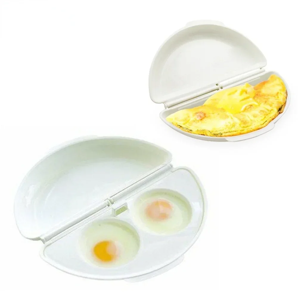 Useful White Microwave Omelette Egg Maker Tray Non-toxic Eggs Steamer Box Silicone Egg Cooker Egg Poacher Kitchen Cooking Tools