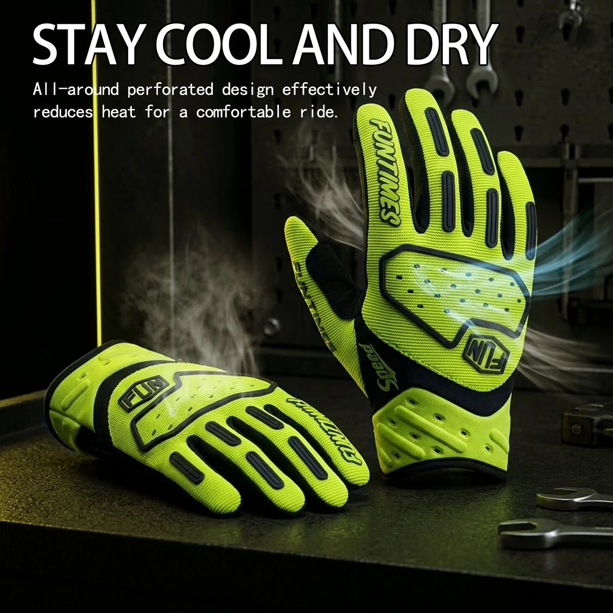 Bright colored cushioned riding gloves for men and women off-road, touch screen shock-absorbing protection full finger gloves 4