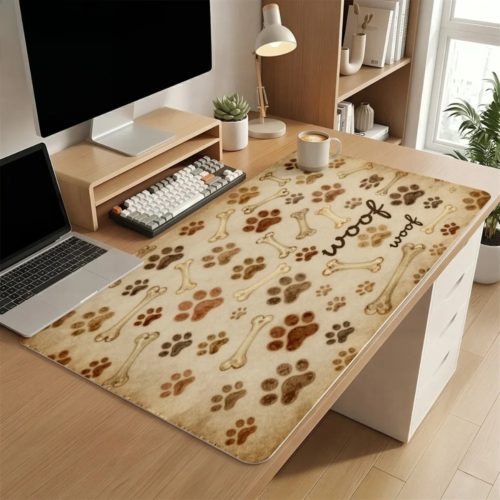Fondo retro con huellas de garras y patrones de huesos, teclado mecánico, accesorios de escritorio, mousepad gamer, podkladka, pod myszke