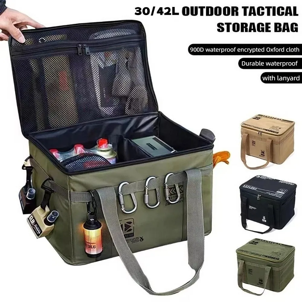Thickened 30/42L Camping Storage Bag Foldable Large Capacity Picnic Storage Bag Waterproof Sturdy Storage Boxes Outdoor