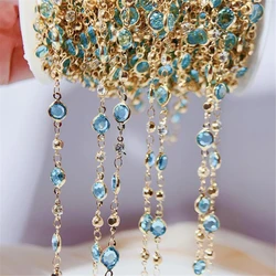 1 Meter Gold Color Plated Crystal Link Chains for Diy Jewelry Making Accessories Extend Tail Necklace Tassel Chain Material