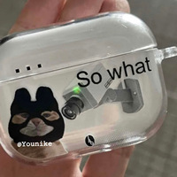 Funny Cat Airpod Case with Keychian Headset Protective Case for AirPods 1 2 3 Pro Case Kawaii Korea Air Pod 4Case Airpods Case
