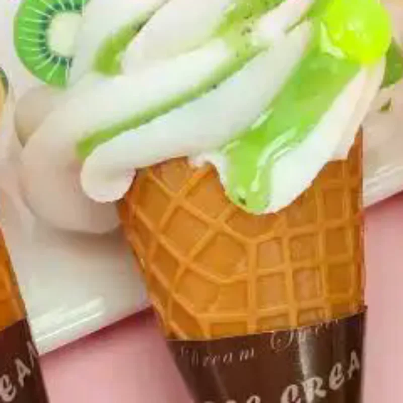 Simulation Ice Cream Cone Keychain Braided Lanyard Realistic Design Backpack Pendant Gift For Girls