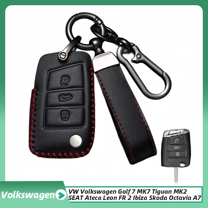 

Fashion Car Key Case Protection Bag For VW Volkswagen Golf 7 MK7 Tiguan MK2 SEAT Ateca Leon FR 2 Ibiza For Skoda Octavia A7