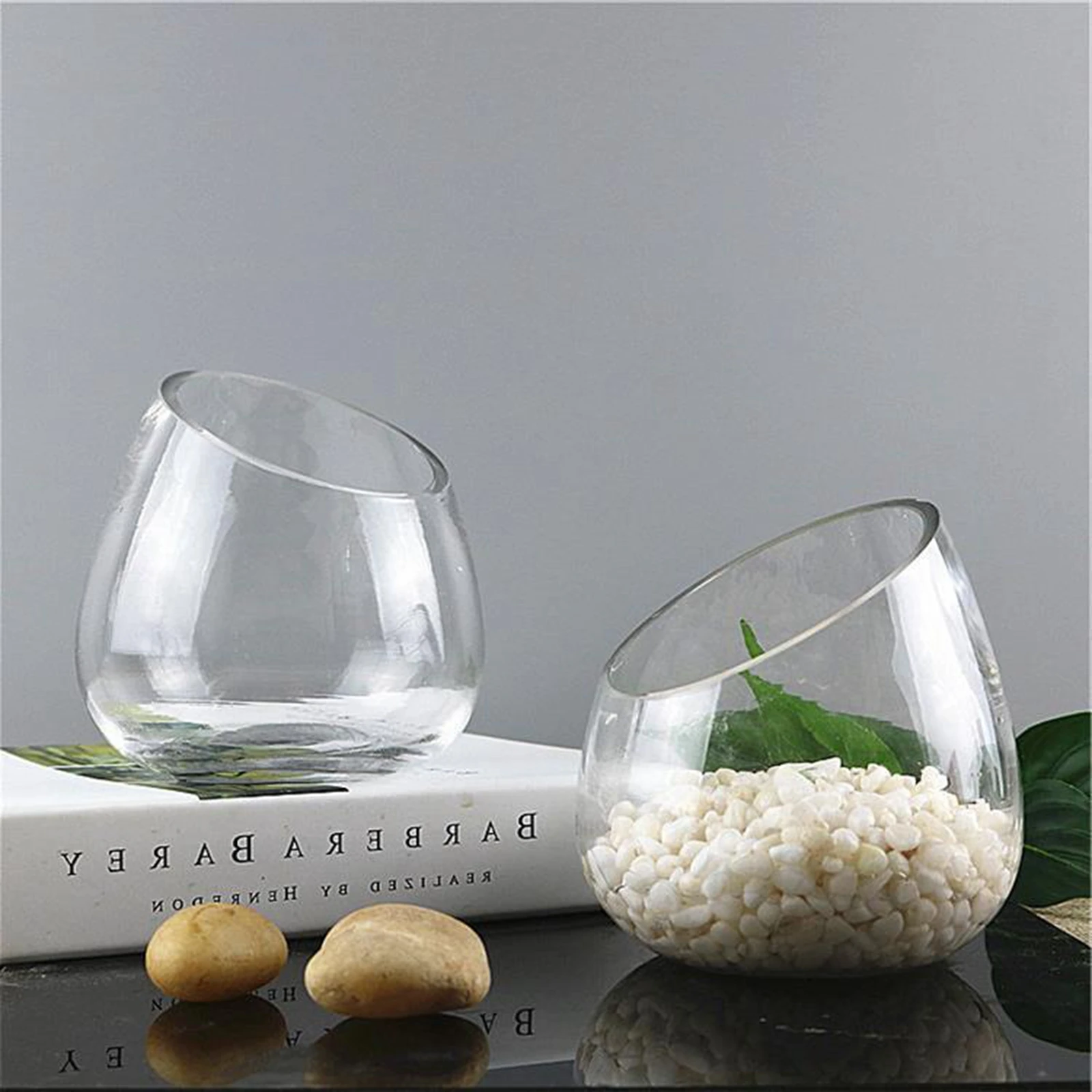 Slant Cut Bowl Glass Vase Plant Vase Micro Landscaping Container Mini Candy Bowl Jar Glass Terrarium Bowl for Decoration