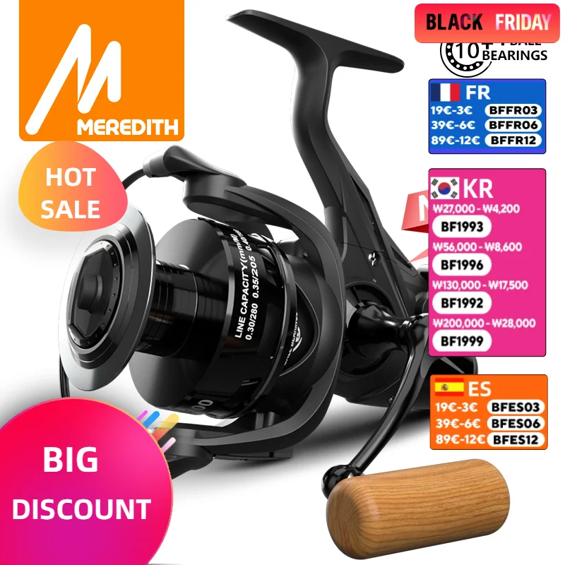 MEREDITH GEMINI Series 10+1BB 9KG Drag New Fishing Reel Spool Front and Rear Drag System Freshwater Spinning Reel double brake