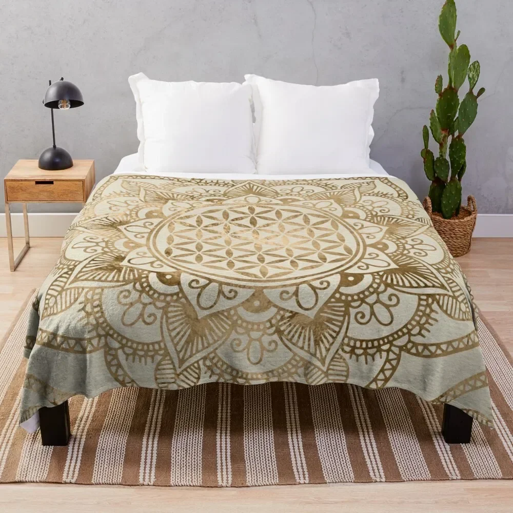 

Flower of Life in Lotus - pastel golds and canvas Throw Blanket Plaid for winter Stuffeds Bed covers Blankets