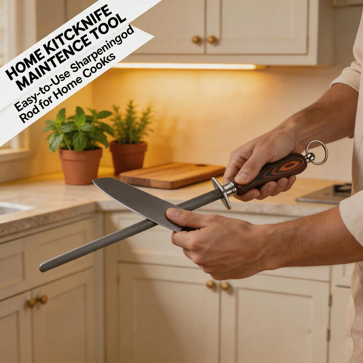 Professional Diamond Knife Sharpening Rod Honing Steel - Chef Sharpener Stick for Kitchen Blade, Stainless Steel Sharpening Tool view 3