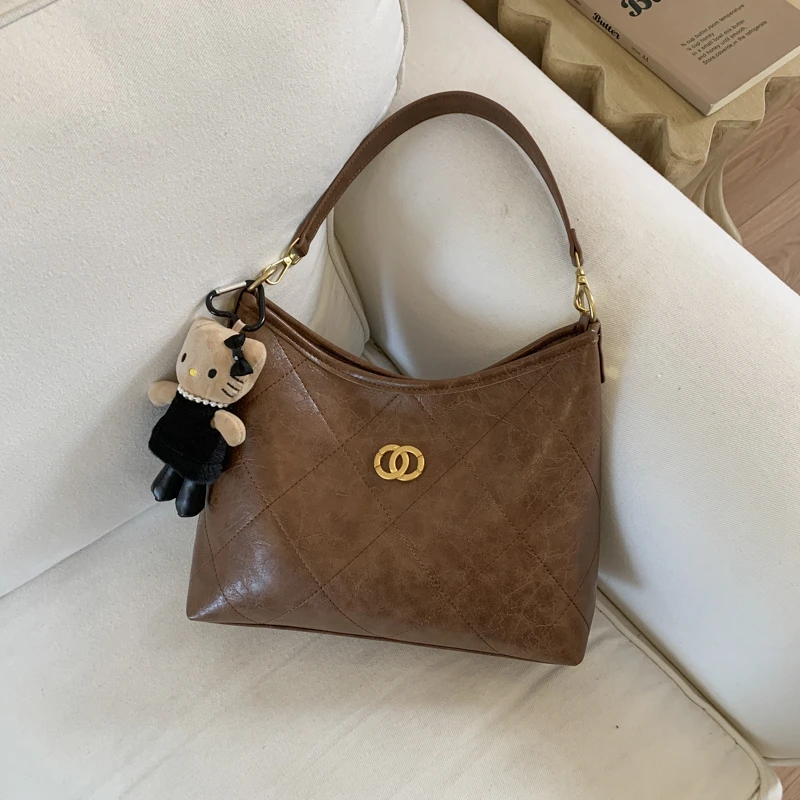 

High-End Minimalist Vintage Leather Crossbody Bag For Women With Trendy Design And Solid Color Commuter Essential